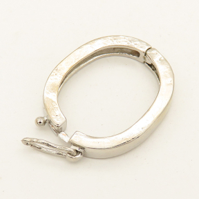 Brass Twister Clasps,Elliptical ring,Plating White K Gold,22*28mm,about 4.5g/pc,50 pcs/package,XFCL00477vaia-L003