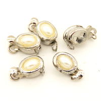 Brass Box Clasps,Glue beads,Flated Oval,Single hole,Plating White K Gold,7*9mm,Hole:2mm,about 1g/pc,50 pcs/package,XFCL00493vabmb-L003