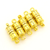 Brass Magnetic Clasps,Single hole,Column,Plating Gold,6*10mm,Hole:1.5mm,about 1.5g/pc,50 pcs/package,XFCL00518vabob-L003