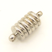 Brass Magnetic Clasps,Spiral column,Plating White K Gold,8*12mm,Hole:1.5mm,about 4g/pc,50 pcs/package,XFCL00522aaha-L003