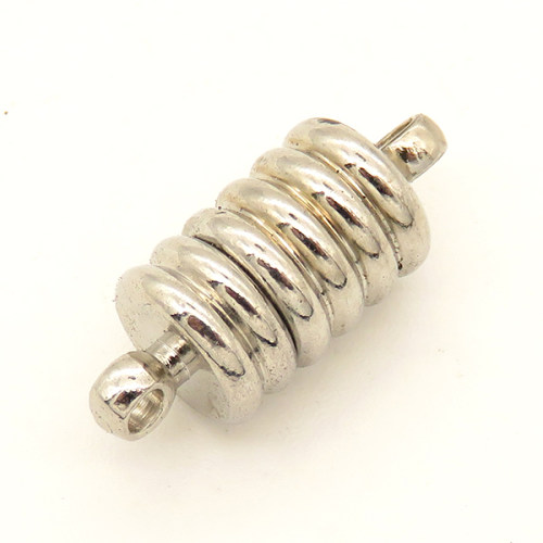 Brass Magnetic Clasps,Spiral column,Plating White K Gold,8*12mm,Hole:1.5mm,about 4g/pc,50 pcs/package,XFCL00522aaha-L003