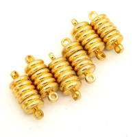 Brass Magnetic Clasps,Spiral column,Plating Gold,8*12mm,Hole:1.5mm,about 4g/pc,50 pcs/package,XFCL00526aaha-L003