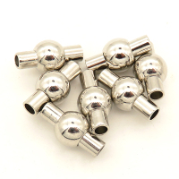 Brass Magnetic Clasps,Ball,Plating White K Gold,8x16mm,Hole:3mm,about 2g/pc,50 pcs/package,XFCL00534vabob-L003