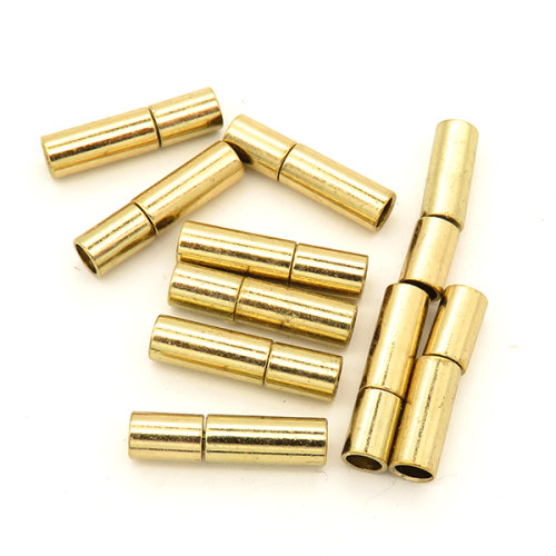 Brass Magnetic Clasps,Tube,Plating Gold,4x16mm,Hole:3mm,about 1g/pc,50 pcs/package,XFCL00540vablb-L003