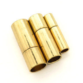 Brass Magnetic Clasps,Tube,Plating Gold,4x16mm,Hole:3mm,about 1g/pc,50 pcs/package,XFCL00540vablb-L003