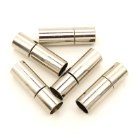 Brass Magnetic Clasps,Tube,Plating White K Gold,4x16mm,Hole:3mm,about 1g/pc,50 pcs/package,XFCL00543vablb-L003