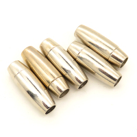 Brass Magnetic Clasps,Tube,Plating White K Gold,8*23mm,Hole:5mm,about 4.5g/pc,50 pcs/package,XFCL00549aahl-L003
