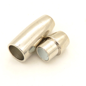 Brass Magnetic Clasps,Tube,Plating White K Gold,8*23mm,Hole:5mm,about 4.5g/pc,50 pcs/package,XFCL00549aahl-L003