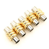 Brass Magnetic Clasps,Spiral column,Plating White K Gold and Gold,10*19mm,Hole:5mm,about 5g/pc,50 pcs/package,XFCL00551vaia-L003