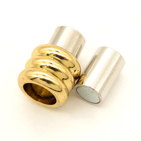 Brass Magnetic Clasps,Spiral column,Plating White K Gold and Gold,10*19mm,Hole:5mm,about 5g/pc,50 pcs/package,XFCL00551vaia-L003