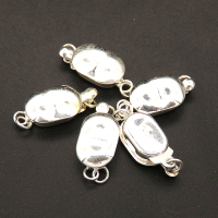 Brass Box Clasps,Ingot Pearl Necklace Clasps,Plating silver,8*12mm,Hole:2mm,about 1g/pc,50 pcs/package,XFCL00577aaha-L003