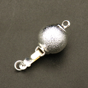 Brass Box Clasps,Ball,Frosted,Plating silver,10mm,Hole:2mm,about 1.5g/pc,50 pcs/package,XFCL00581aaha-L003