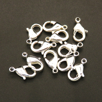 Brass Clasps,Lobster Claw Clasps,Plating silver,7x10mm,Hole:1mm,about 0.5g/pc,100 pcs/package,XFCL00589vabjb-L003