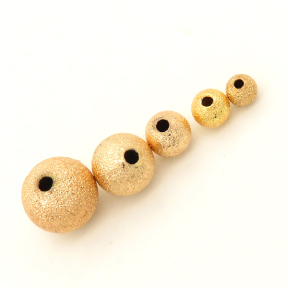 Brass Textured Beads,Ball,Frosted,Vacuum plating 18k real gold,Environmental protection,6mm,Hole:1mm,about 0.35g/pc,100 pcs/package,XFFO00093vabjl-L003
