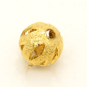 Brass Filigree Beads,Ball,Hollow,Vacuum plating 18k real gold,Environmental protection,8mm,Hole:2mm,about 0.35g/pc,100 pcs/package,XFFO00102vablb-L003