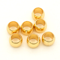 Brass Crimp Beads,Round,Vacuum plating 18k real gold,Environmental protection,5*7mm,Hole:5mm,about 0.7g/pc,100 pcs/package,XFFO00104vabjb-L003