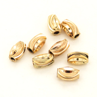 Brass Corrugated Beads,Tube,Corrugated,Vacuum plating 18k real gold,Environmental protection,3*6mm,Hole:2mm,about 0.35g/pc,100 pcs/package,XFFO00106vabil-L003