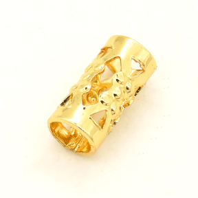 Brass Tube Beads,Tube,Hollow,Vacuum plating 18k real gold,Environmental protection,4*8mm,Hole:3mm,about 0.2g/pc,100 pcs/package,XFFO00112vabjb-L003