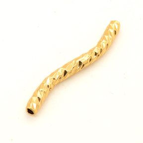 Brass Tube Beads,Tube,Corrugated,Vacuum plating 18k real gold,Environmental protection,2*20mm,Hole:1.2mm,about 0.35g/pc,100 pcs/package,XFFO00114vabkb-L003