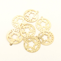 Brass Pendant & Charms,Round,Frosted,Flower,Vacuum plating 18k real gold,Environmental protection,25mm,Hole:1.5mm,about 1.4g/pc,50 pcs/package,XFPC00497aaha-L003
