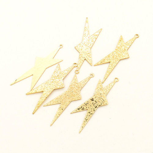Brass Pendant & Charms,Pentagram,Frosted,Vacuum plating 18k real gold,Environmental protection,13*37mm,Hole:1mm,about 1g/pc,50 pcs/package,XFPC00499aaha-L003