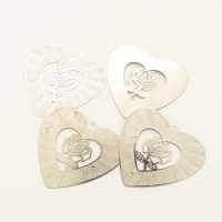 Brass Pendant & Charms,Heart,Rose,Corrugated,Platinum plating,Environmental protection,39*41mm,Hole:1.5mm,about 1.4g/pc,50 pcs/package,XFPC00507aaha-L003