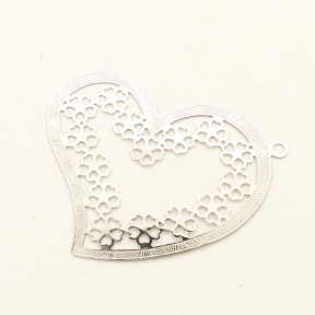 Brass Pendant & Charms,Heart,Flower,Corrugated,Platinum plating,Environmental protection,32*36mm,Hole:1.5mm,about 0.7g/pc,50 pcs/package,XFPC00513aaha-L003