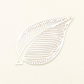 Brass Pendant & Charms,Leaf,Platinum plating,Environmental protection,32*61mm,Hole:1mm,about 1g/pc,50 pcs/package,XFPC00521aaha-L003