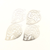 Brass Pendant & Charms,Leaf,Corrugated,Platinum plating,Environmental protection,30*45mm,Hole:1.5mm,about 1g/pc,50 pcs/package,XFPC00525aaha-L003
