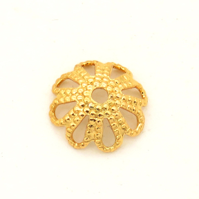Brass Bead Cap & Cone,Flowers,Hollow,Vacuum plating 18k real gold,Environmental protection,8mm,Hole:1mm,about 0.08g/pc,100 pcs/package,XFS00019vabjb-L003