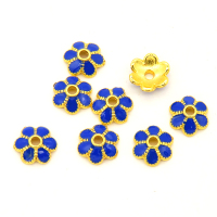 Brass Bead Cap & Cone,Flowers,Epoxy,Plating Gold,8mm,Hole:1.5mm,about 0.3g/pc,100 pcs/package,XFS00037vabkl-L003