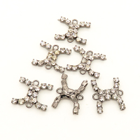 Alloy Links,Rhinestone,H shape,Plating Gun black,13*16mm,Hole:2mm,about 1.2g/pc,10 pcs/package,XFCO01000aaha-L003