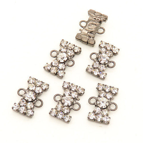 Alloy Links,Rhinestone,I shape,Plating Gun black,10*13mm,Hole:2mm,about 0.8g/pc,10 pcs/package,XFCO01002aaha-L003