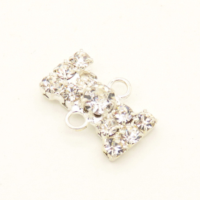 Alloy Links,Rhinestone,I shape,Plating silver,10*13mm,Hole:2mm,about 0.8g/pc,10 pcs/package,XFCO01006aaha-L003