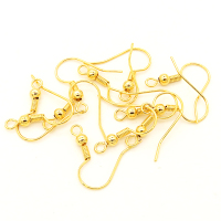 Brass Earring Findings,Earring Hooks,Vacuum plating 18k real gold,Environmental protection,20*20mm,Needle:0.8mm,Hole:3mm,about 0.3g/pc,50 pcs/package,XFE00029bnlb-L003