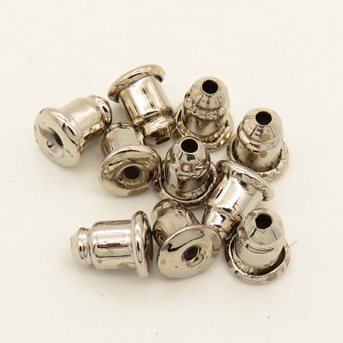 Brass Earring Findings,Ear Nuts,Plating white K Gold,5*6mm,Hole:1mm,about 0.1g/pc,1000 pcs/package,XFE00052vaia-L003