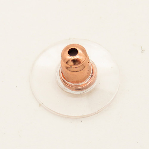 Brass Earring Findings,Ear Nuts,Plastic,Rose gold,12*6mm,Hole:1mm,about 0.2g/pc,500 pcs/package,XFE00056vbnb-L003