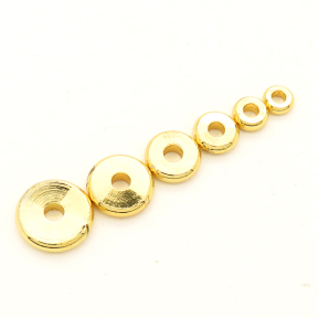 Brass Spacer Beads,Disc beads,Vacuum plating 18k real gold,Environmental protection,2x8mm,Hole:2mm,about 0.5g/pc,100 pcs/package,XFFO00127bkab-L003
