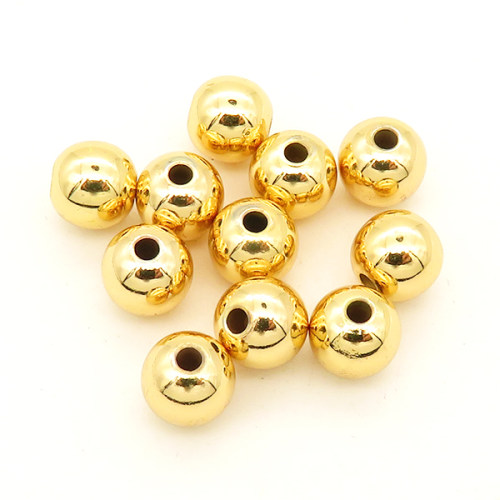 Brass Crimp Beads,Ball,Round,Vacuum plating 18k real gold,Environmental protection,7mm,Hole:2mm,about 1.2g/pc,100 pcs/package,XFFO00133ajvb-L003