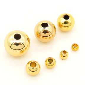 Brass Crimp Beads,Ball,Round,Vacuum plating 18k real gold,Environmental protection,7mm,Hole:2mm,about 1.2g/pc,100 pcs/package,XFFO00133ajvb-L003