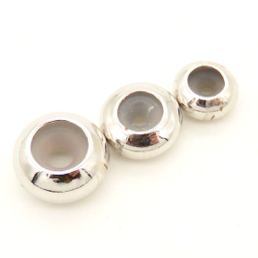 Brass Crimp Beads,Silica gel,Adjustment beads,Round,Vacuum plating platinum,Environmental protection,4x8mm,Hole:2mm,about 0.6g/pc,100 pcs/package,XFFO00136aaha-L003