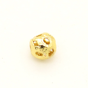 Brass Filigree Beads,Ball,Hollow,Vacuum plating 18k real gold,Environmental protection,4mm,Hole:1mm,about 0.04g/pc,100 pcs/package,XFFO00139aivb-L003