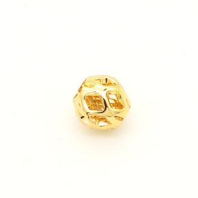 Brass Filigree Beads,Ball,Hollow,Vacuum plating 18k real gold,Environmental protection,4mm,Hole:1mm,about 0.04g/pc,100 pcs/package,XFFO00141aivb-L003