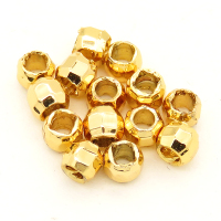 Brass Crimp Beads,Ball,Faceted,Vacuum plating 18k real gold,Environmental protection,3mm,Hole:1mm,about 0.06g/pc,100 pcs/package,XFFO00143aivb-L003