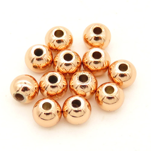 Brass Crimp Beads,Ball,Round,Vacuum plating rose gold,Environmental protection,4mm,Hole:1mm,about 0.04g/pc,100 pcs/package,XFFO00145aivb-L003