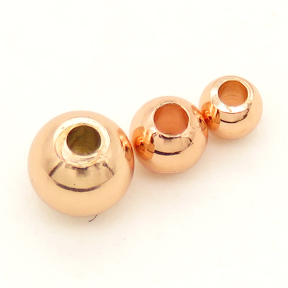 Brass Crimp Beads,Ball,Round,Vacuum plating rose gold,Environmental protection,4mm,Hole:1mm,about 0.04g/pc,100 pcs/package,XFFO00145aivb-L003