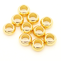Brass Crimp Beads,Ball,Round,Vacuum plating 18k real gold,Environmental protection,7*4mm,Hole:4mm,about 0.4g/pc,100 pcs/package,XFFO00153ajlv-L003