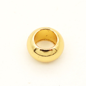 Brass Crimp Beads,Ball,Round,Vacuum plating 18k real gold,Environmental protection,7*4mm,Hole:4mm,about 0.4g/pc,100 pcs/package,XFFO00153ajlv-L003
