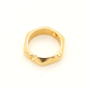 Brass Bead Frame,Hexagon Ring,Vacuum plating 18k real gold,Environmental protection,9mm,Thick:1mm,Hole:1mm,about 0.1g/pc,100 pcs/package,XFFO00159bkab-L003