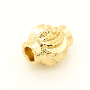 Brass Corrugated Beads,Ball,Round,Vacuum plating 18k real gold,Environmental protection,6*6mm,Hole:2mm,about 0.6g/pc,100 pcs/package,XFFO00166ajvb-L003